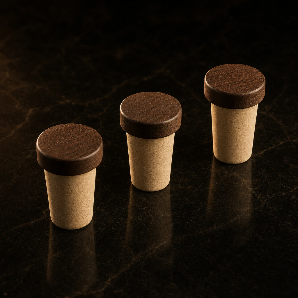 Set de 3 tapones al vacío de corcho y madera